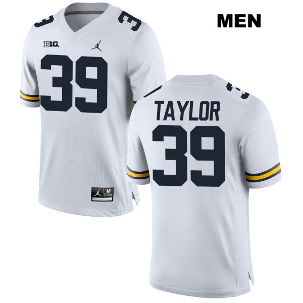 Men's NCAA Michigan Wolverines Kurt Taylor #39 White Jordan Brand Authentic Stitched Football College Jersey ZC25H24BT